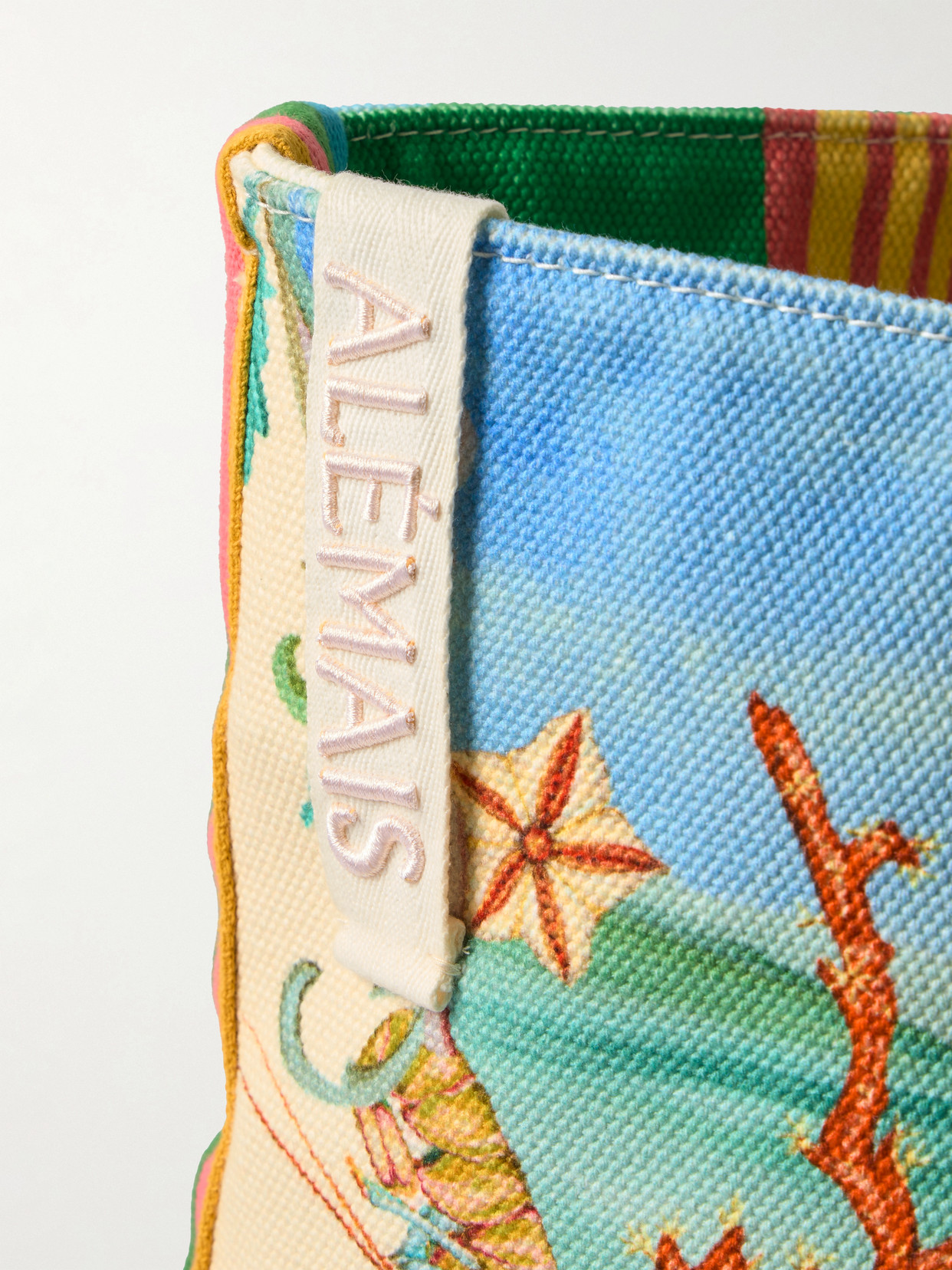 Alemais + Sam Pauletto Emerald Cove Embroidered Printed Cotton-canvas Tote