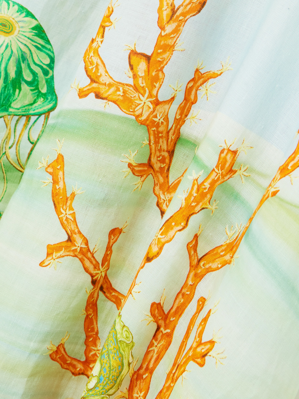 Alemais + Sam Pauletto Emerald Cove Gathered Printed Linen-gauze Midi Dress