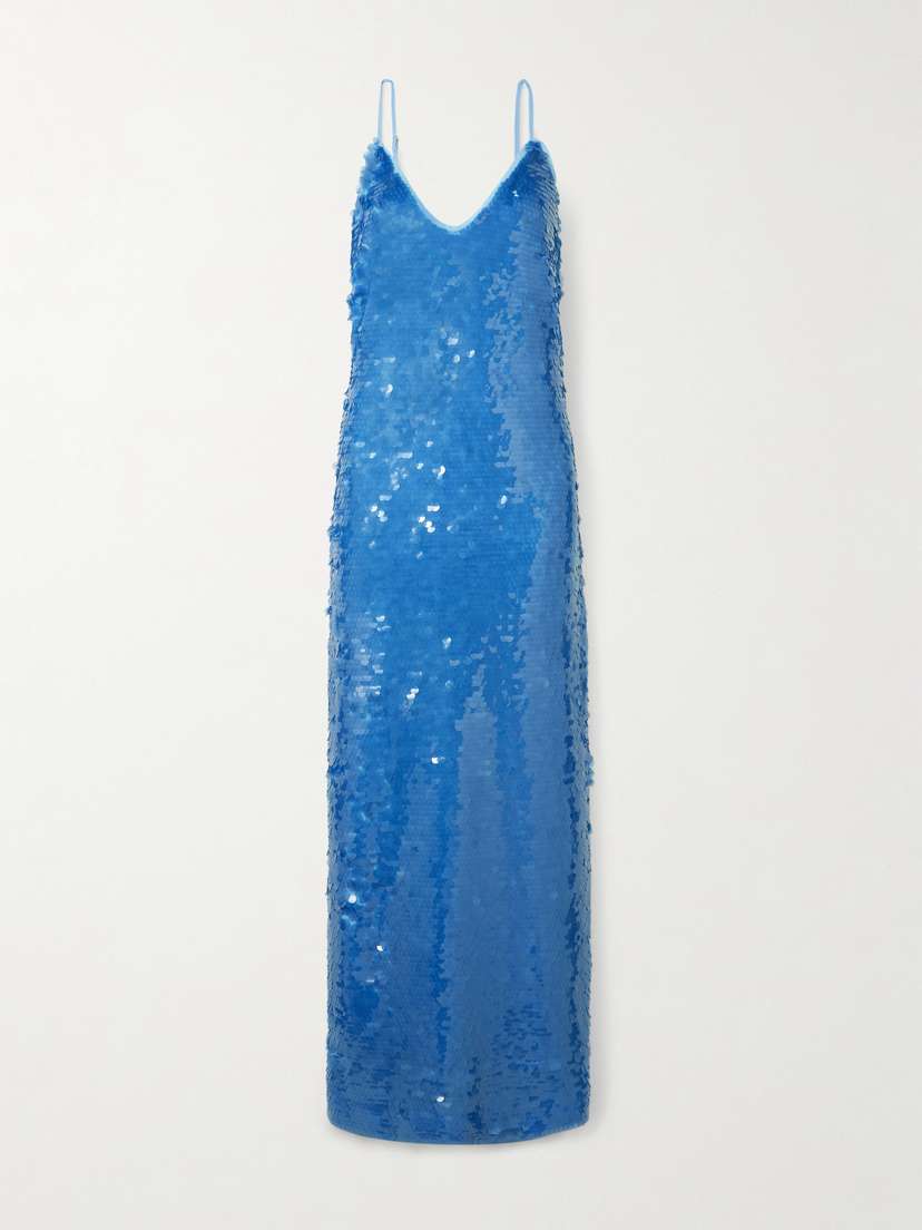 ALEMAIS Stellar Sequined Recycled-tulle Midi Dress