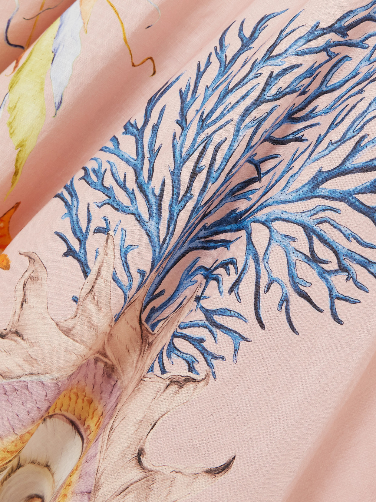 Alemais + Sam Pauletto Nereids Shirred Printed Linen-gauze Midi Dress