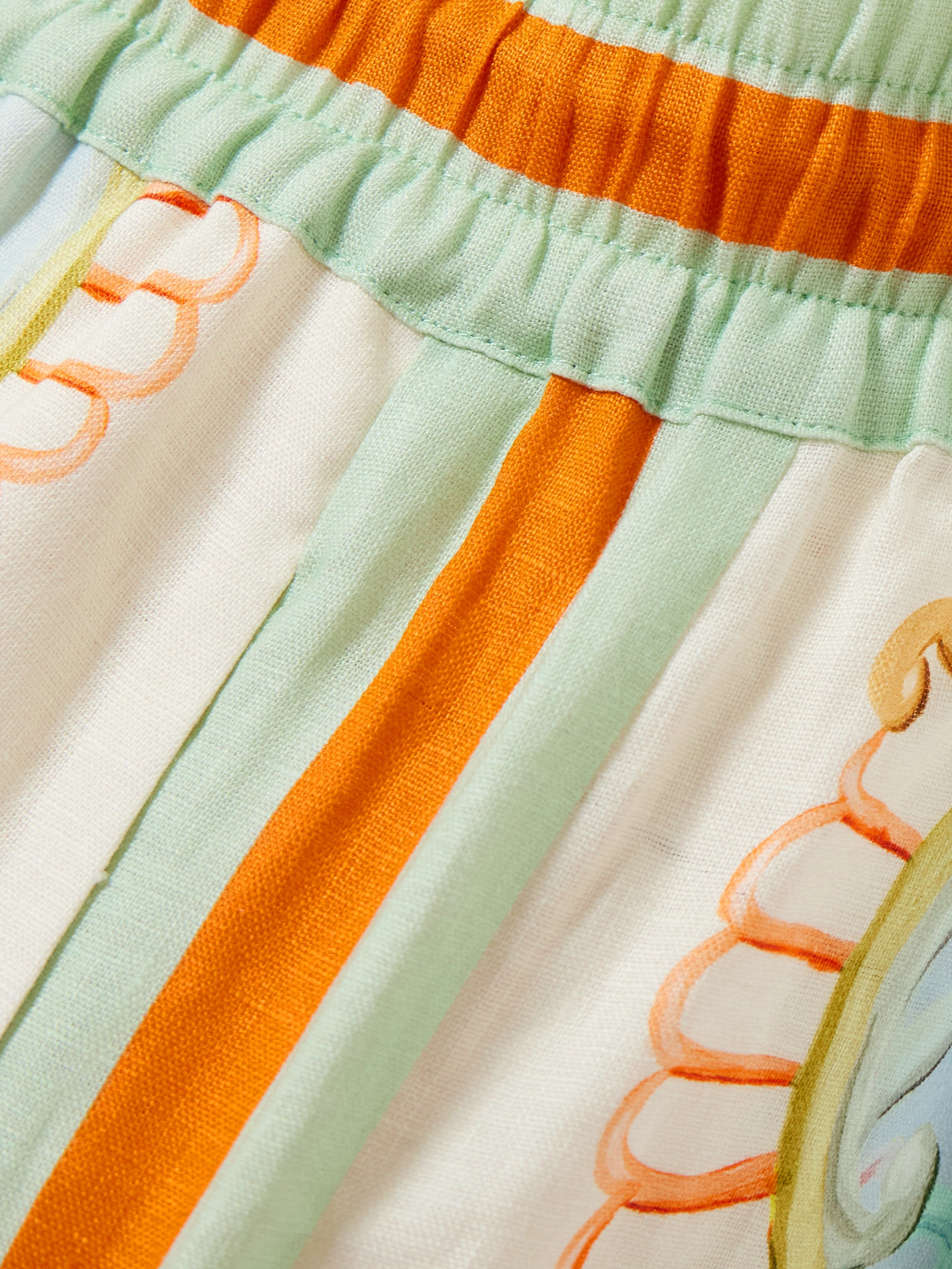 Shop Alemais + Sam Pauletto Emerald Cove Printed Linen-gauze Wide-leg Pants