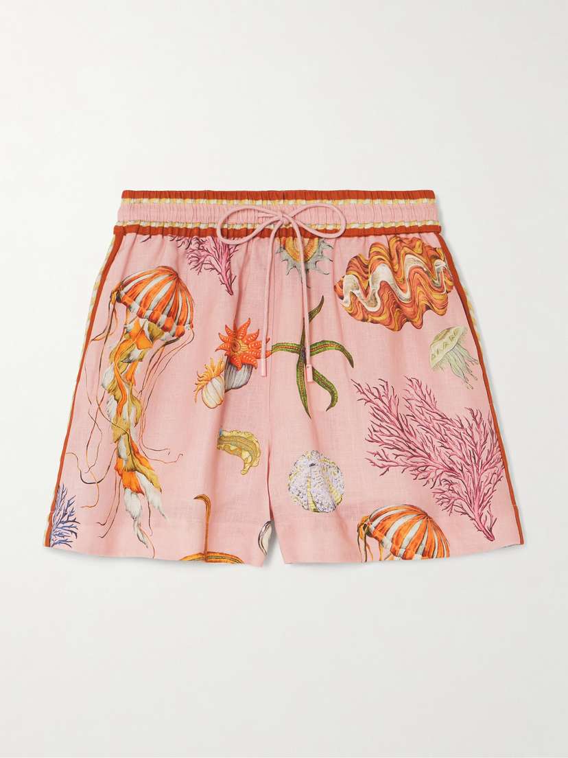 ALEMAIS + Sam Pauletto Nereids Printed Linen-gauze Shorts