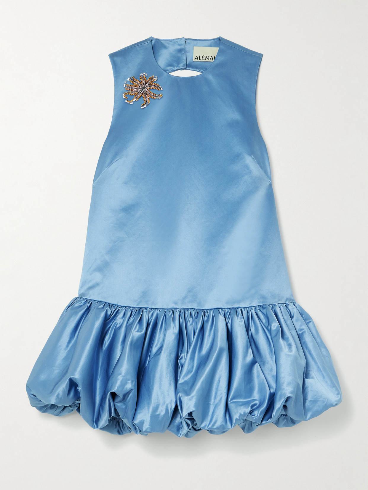 Alemais + Sam Pauletto Caspian Embellished Gathered Cotton And Silk-blend Duchesse-satin Mini Dress