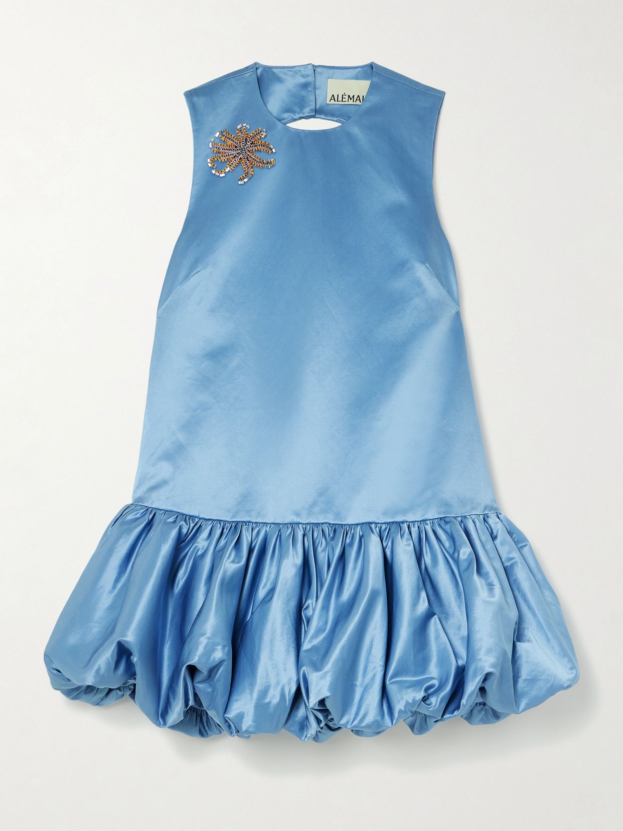 + Sam Pauletto Caspian embellished gathered cotton and silk-blend duchesse-satin mini dress