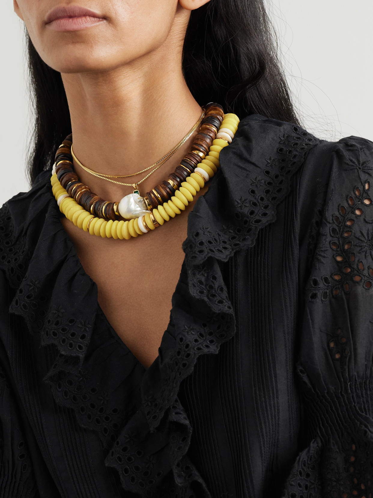 LIZZIE FORTUNATO LAGUNA GOLD-PLATED BEADED NECKLACE