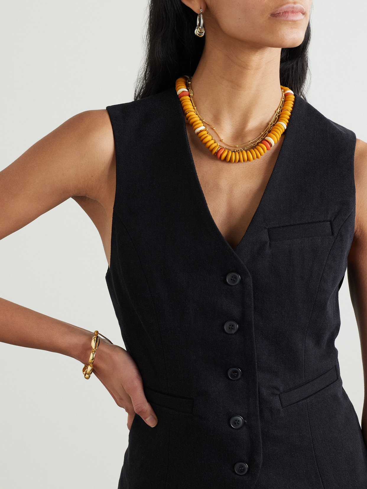 Lizzie Fortunato Laguna Gold-tone Beaded Necklace In Yellow