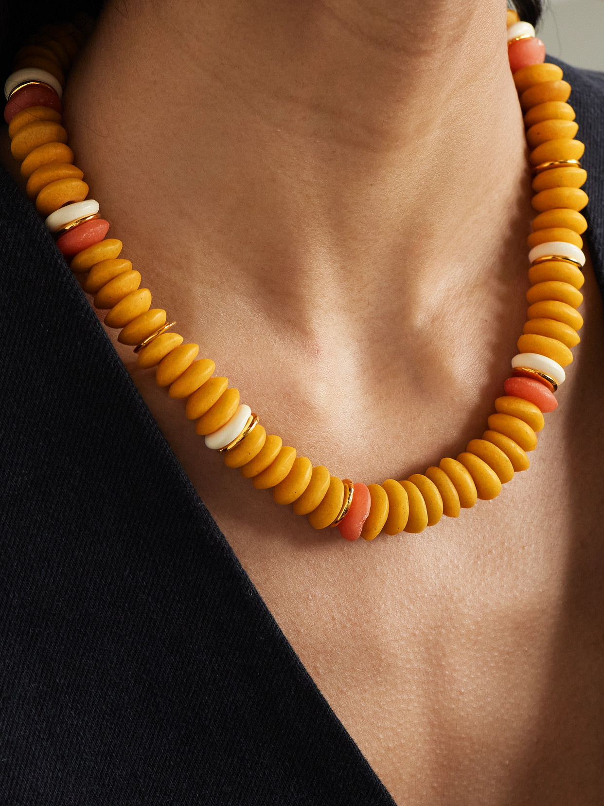 Lizzie Fortunato Laguna Gold-tone Beaded Necklace In Yellow