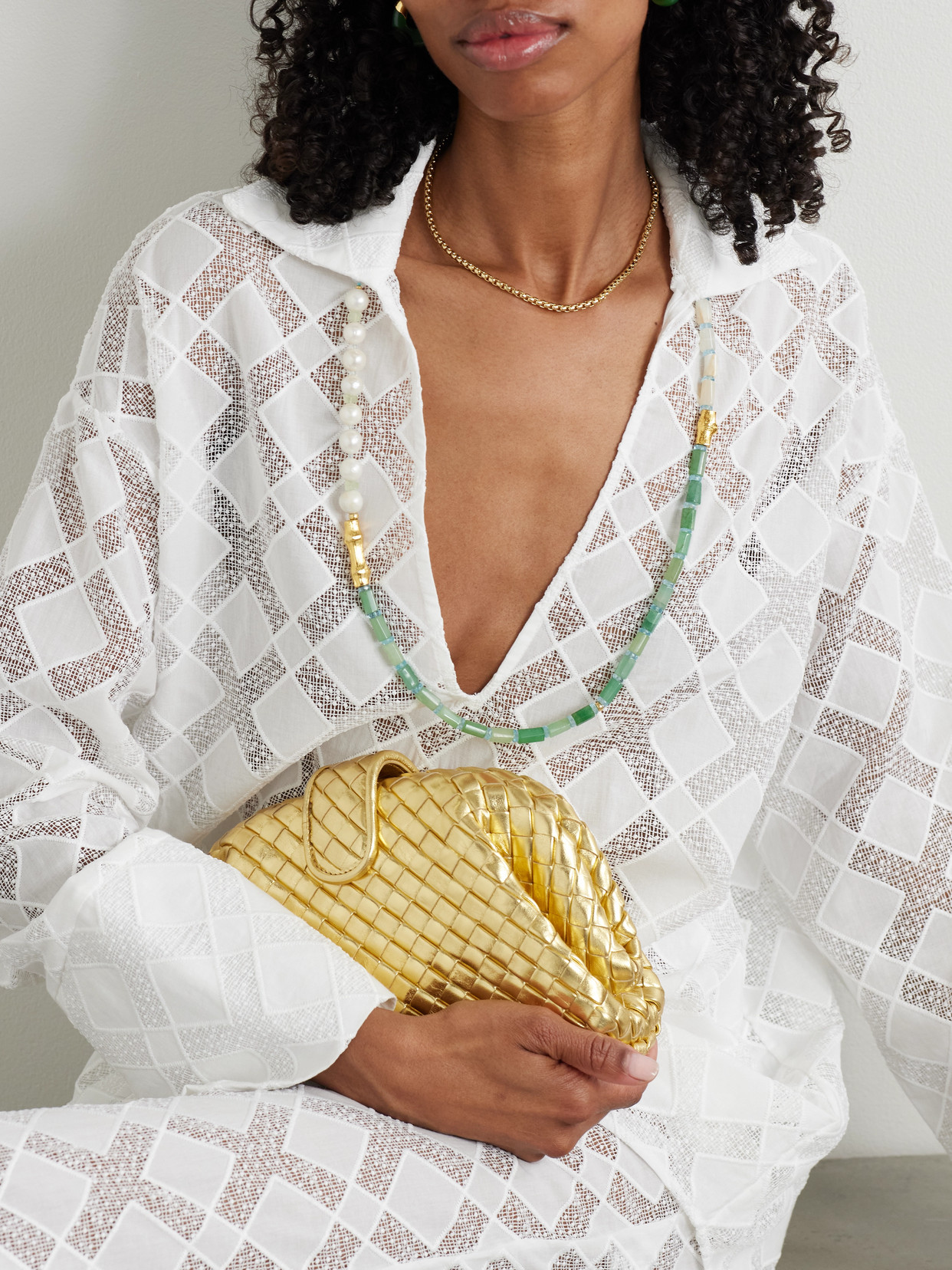 LIZZIE FORTUNATO CABANA GOLD-PLATED MULTI-STONE NECKLACE
