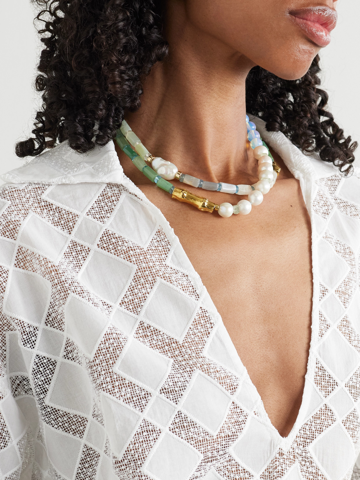 LIZZIE FORTUNATO CABANA GOLD-PLATED MULTI-STONE NECKLACE