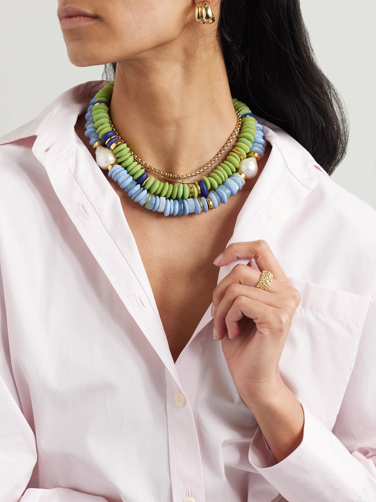 LIZZIE FORTUNATO LAGUNA GOLD-TONE BEADED NECKLACE