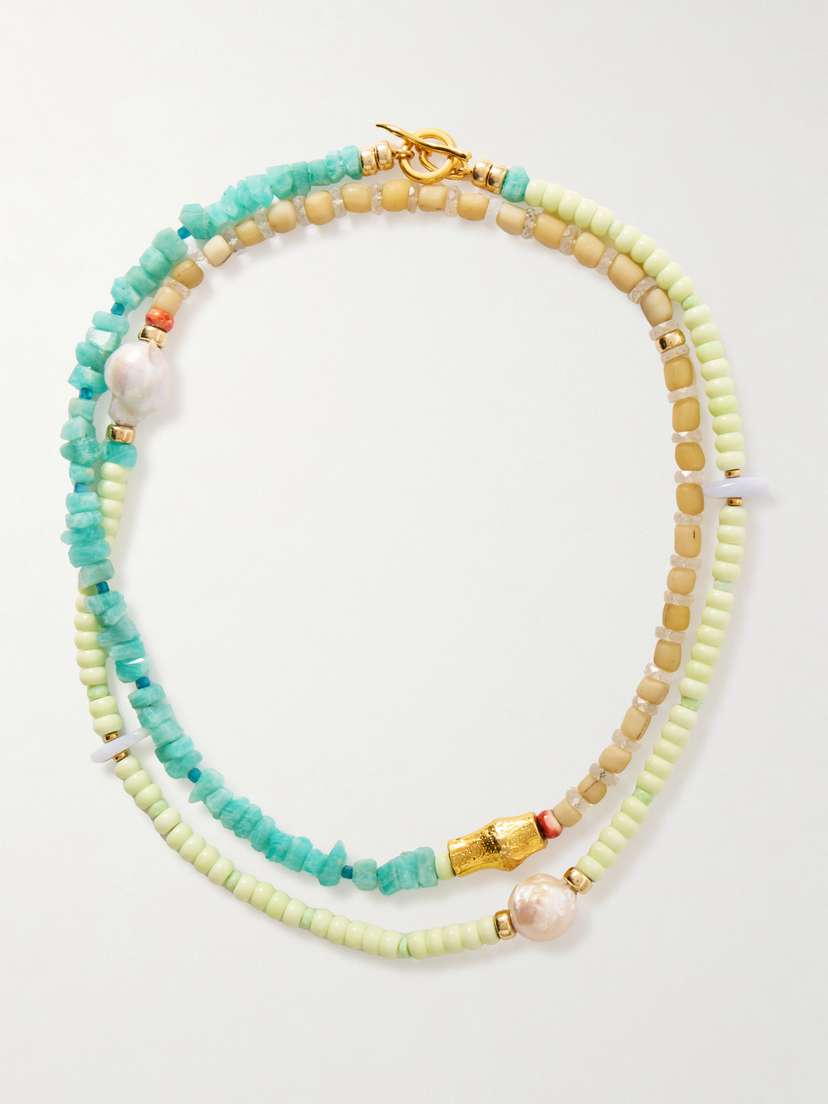 Lizzie Fortunato Cabana Gold-plated Multi-stone Beaded Necklace
