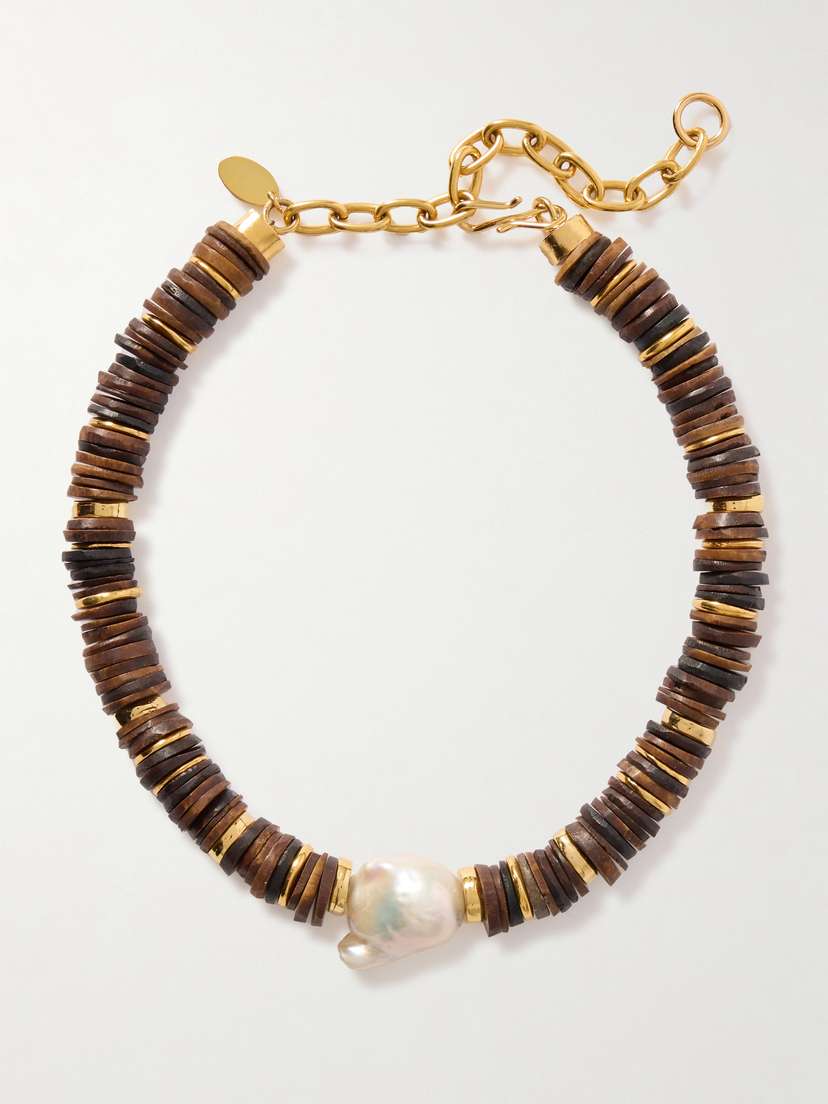 Lizzie Fortunato Bilbao Gold-plated, Bone And Pearl Necklace