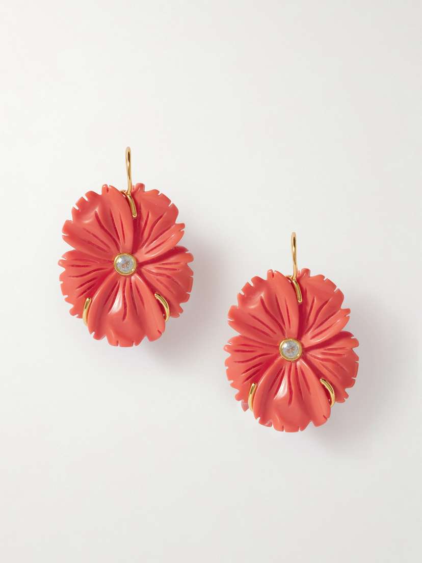 Lizzie Fortunato New Bloom Gold-plated, Resin And Crystal Earrings