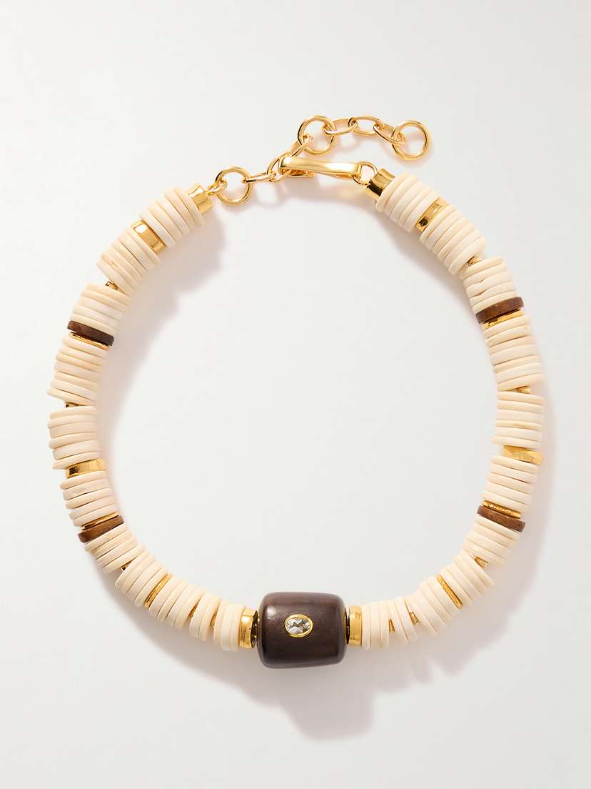 Lizzie Fortunato New Moon Gold-tone, Wood, Topaz And Bone Necklace