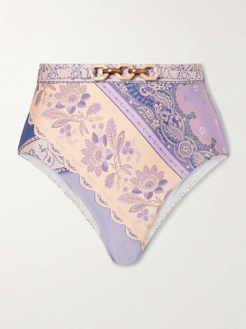 Zimmermann Lucky Belted Printed Bikini Briefs