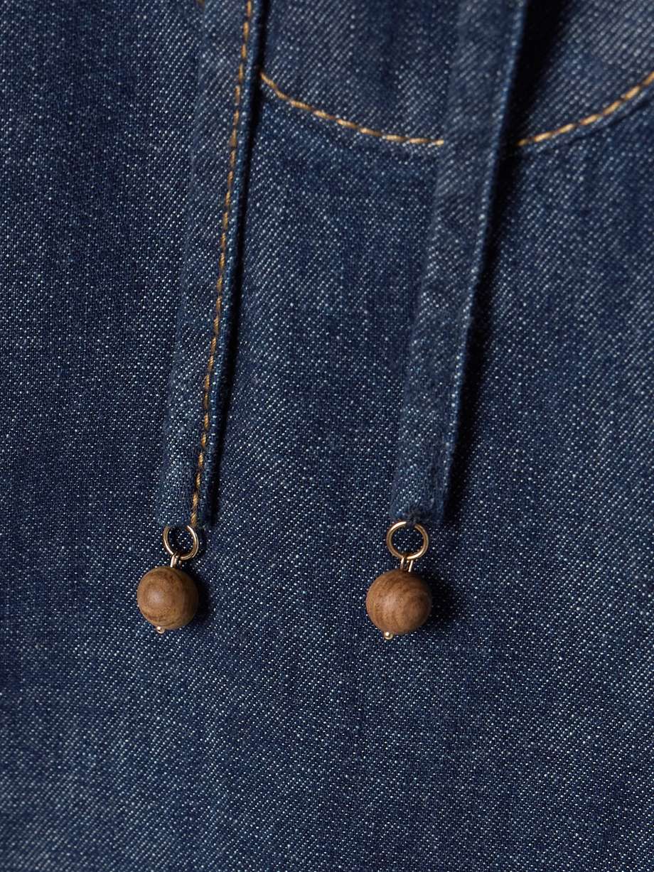 rhiannon tie-detailed frayed denim mini dress