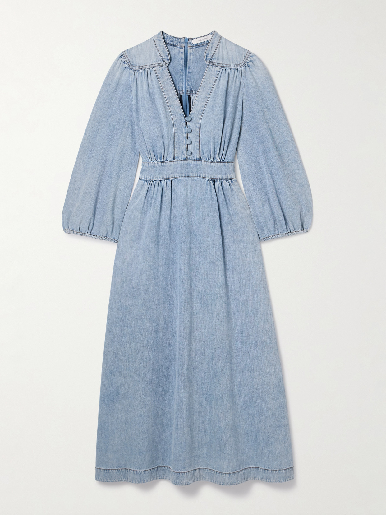 Zimmermann - Lucky Gathered Denim Midi Dress - Light denim