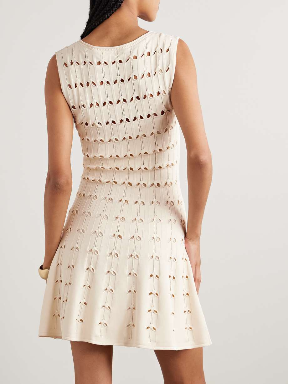 rhiannon cutout pointelle-knit cotton-blend mini dress