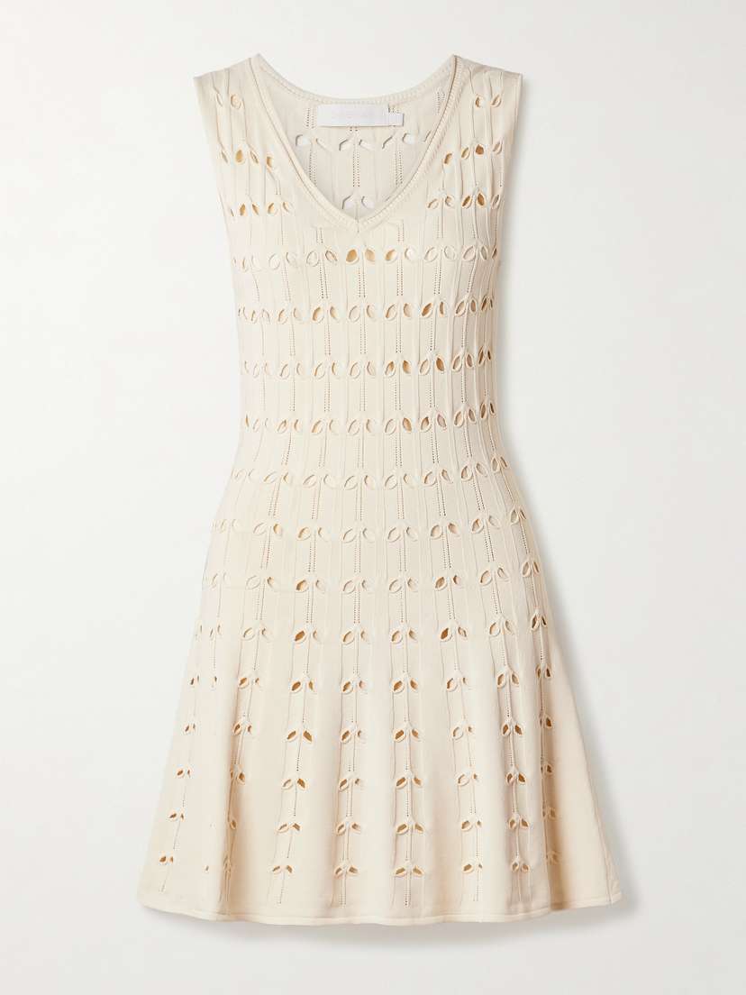 Zimmermann Rhiannon Cutout Pointelle-knit Cotton-blend Mini Dress