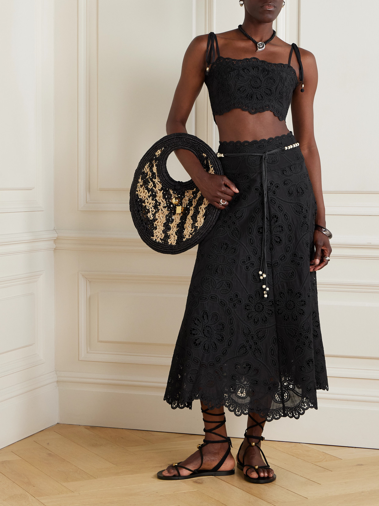 Zimmermann Rhiannon Embroidered Bodice Top In Black