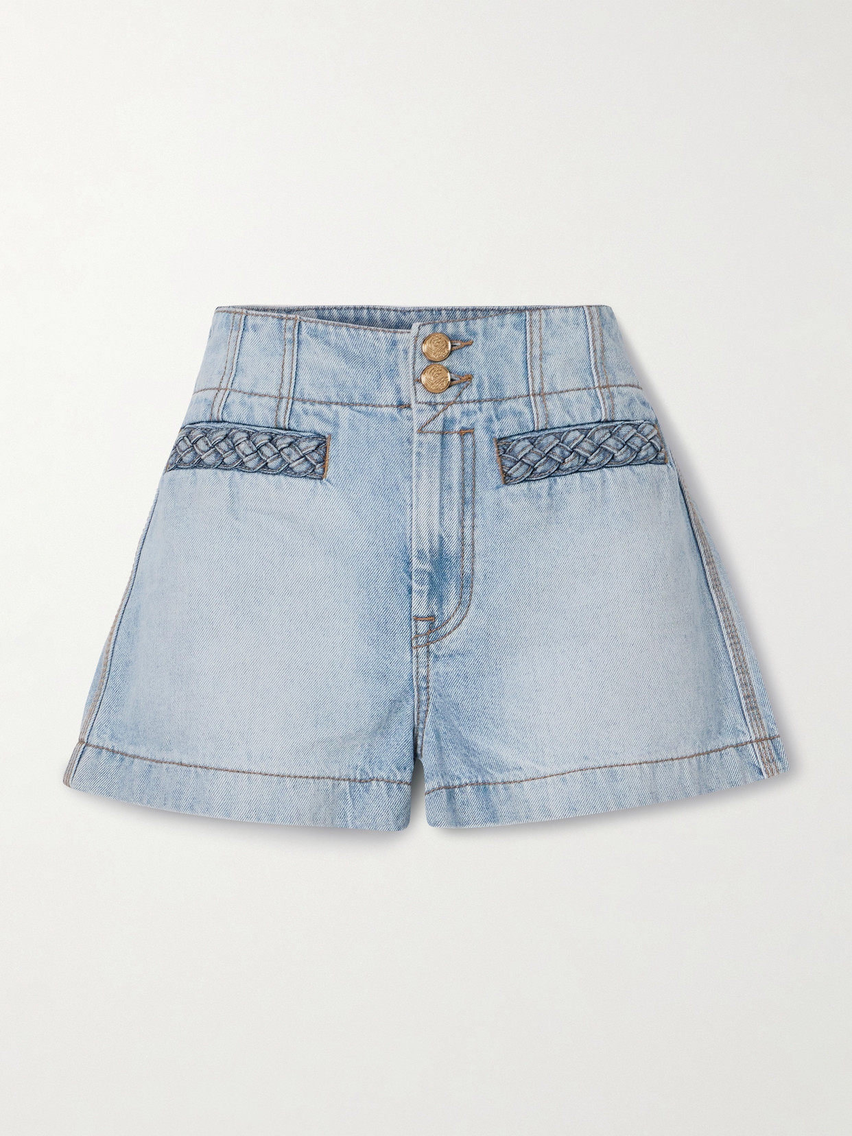 Zimmermann - Lucky Braided Denim Shorts - Light denim