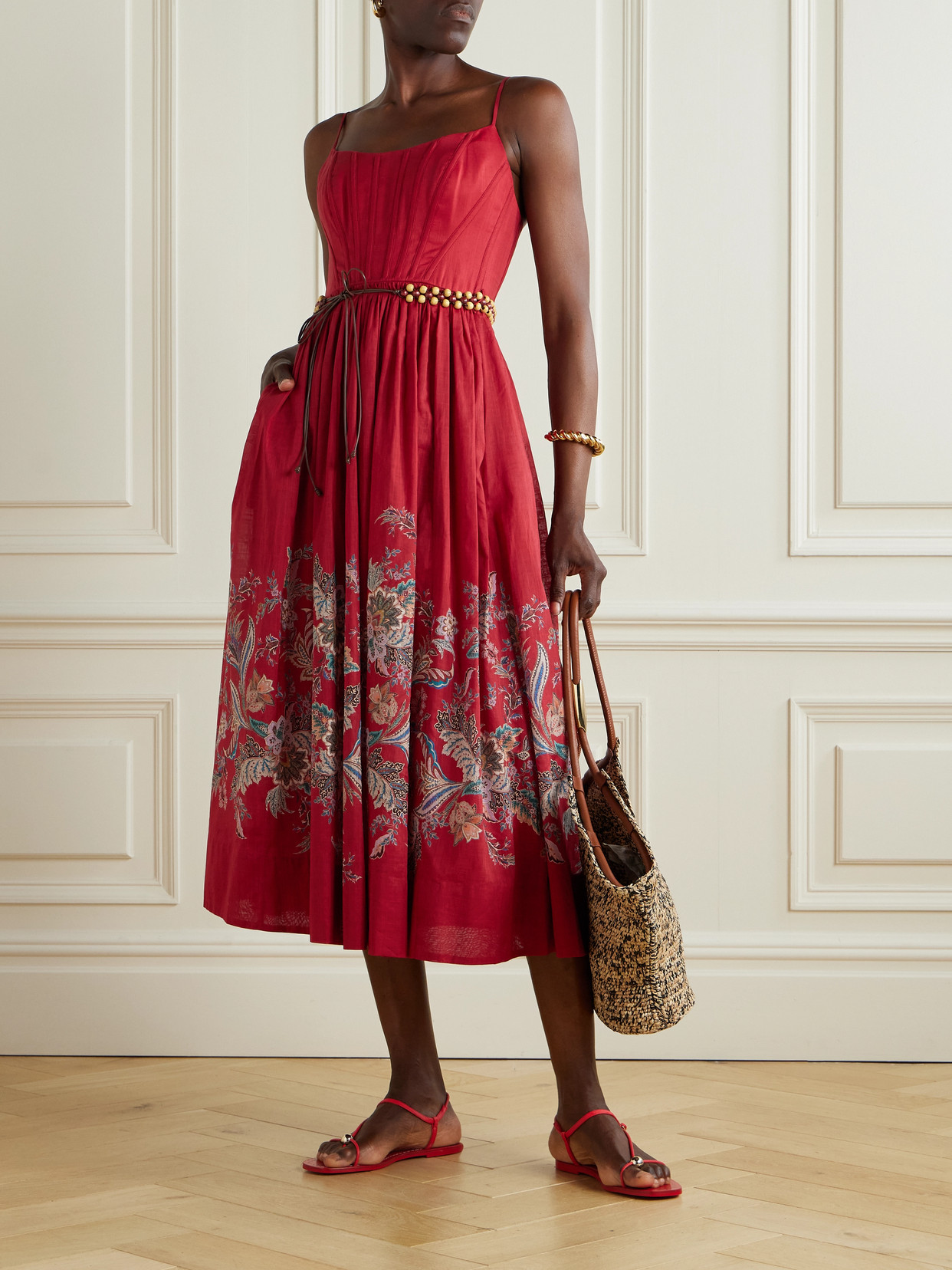 Zimmermann Rhiannon Belted Paisley-print Cotton-voile Midi Dress