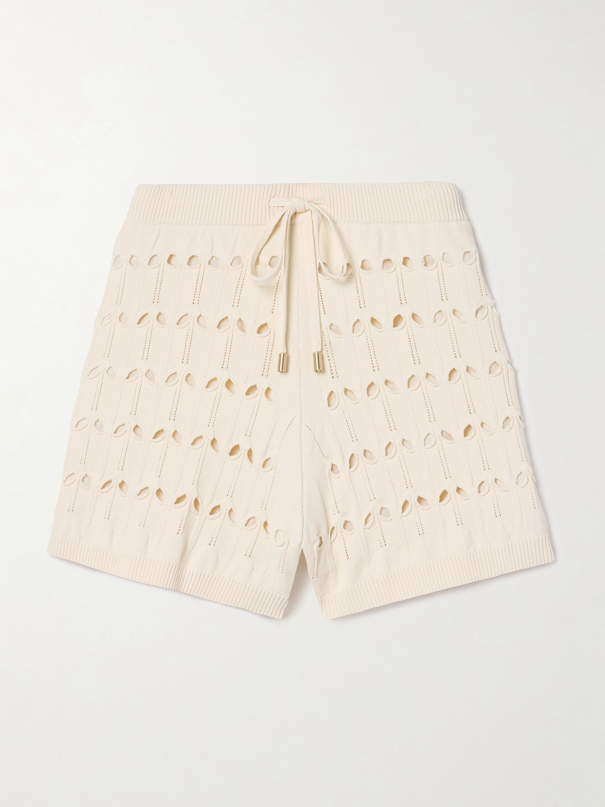 Zimmermann Rhiannon Cutout Pointelle-knit Shorts In Cream