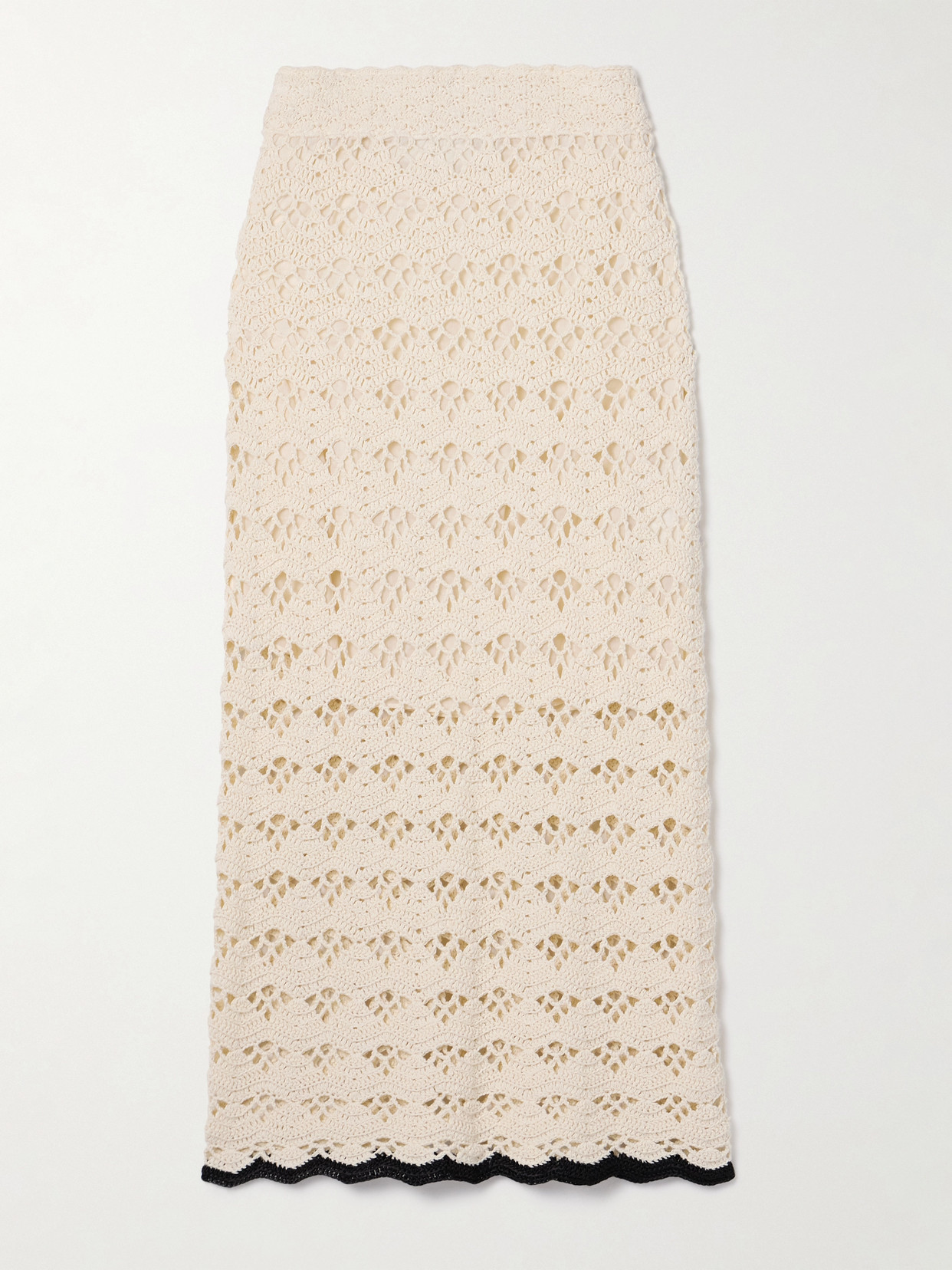 Zimmermann Rhiannon Crocheted Cotton Midi Skirt In Cream