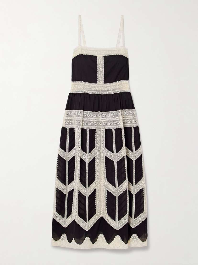 Zimmermann Rhiannon Cotton-voile And Lace Midi Dress