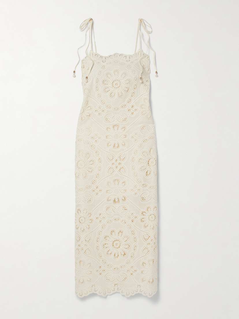 Zimmermann Rhiannon Guipure Lace-trimmed Voile Midi Dress