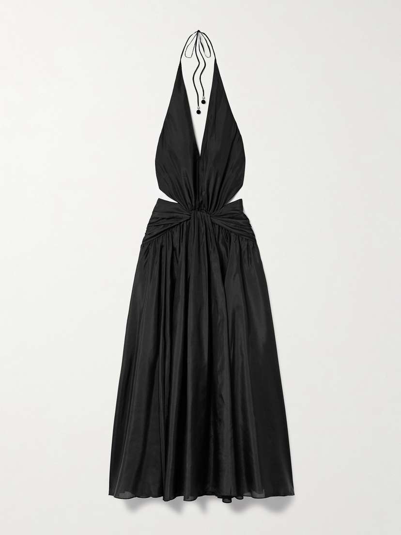 Zimmermann Rhiannon Open-back Draped Organic Silk Halterneck Maxi Dress
