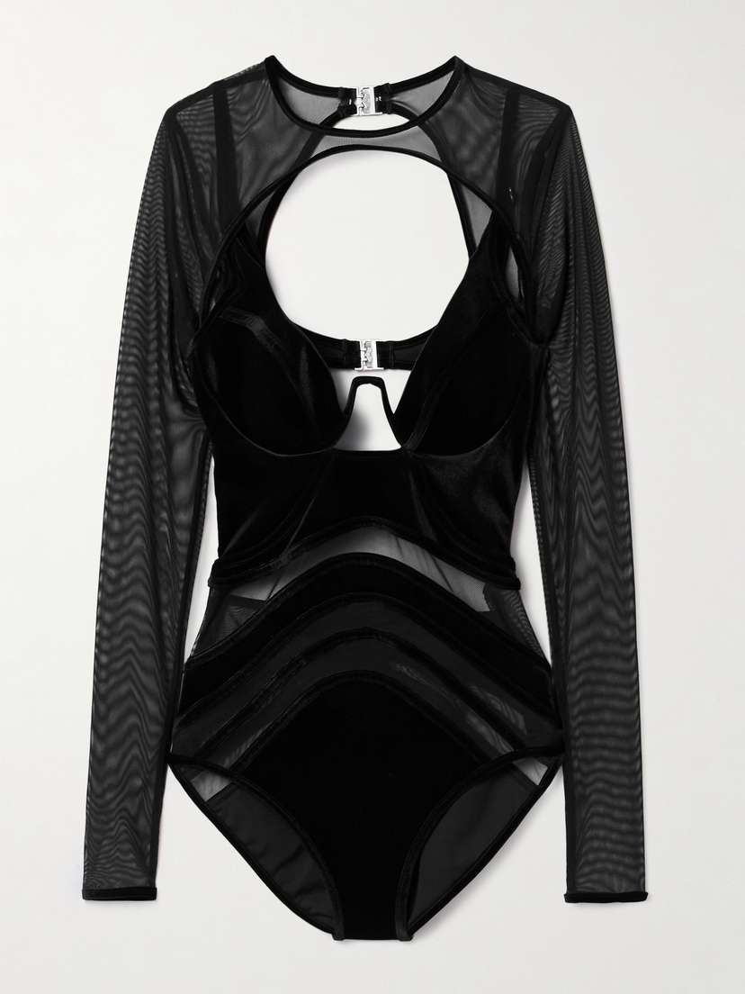 Zimmermann Rhiannon Underwired Mesh And Velour Swimsuit