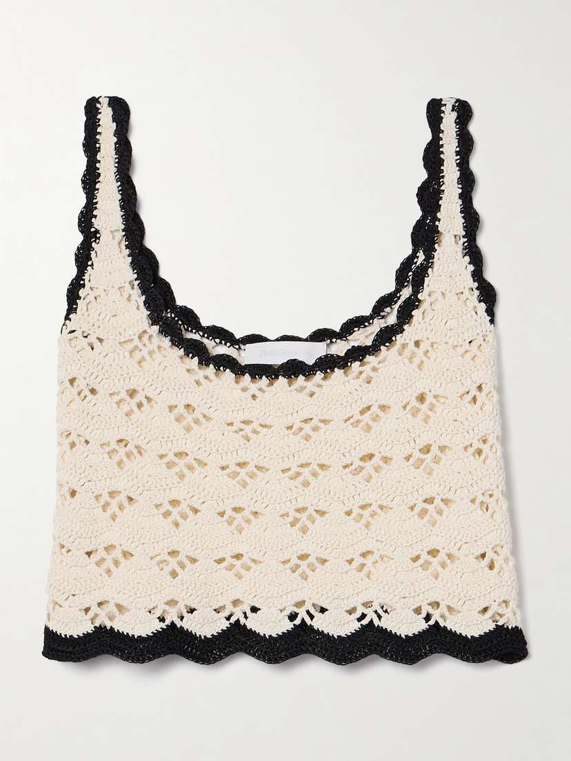 Zimmermann Rhiannon Cropped Crocheted Cotton Tank