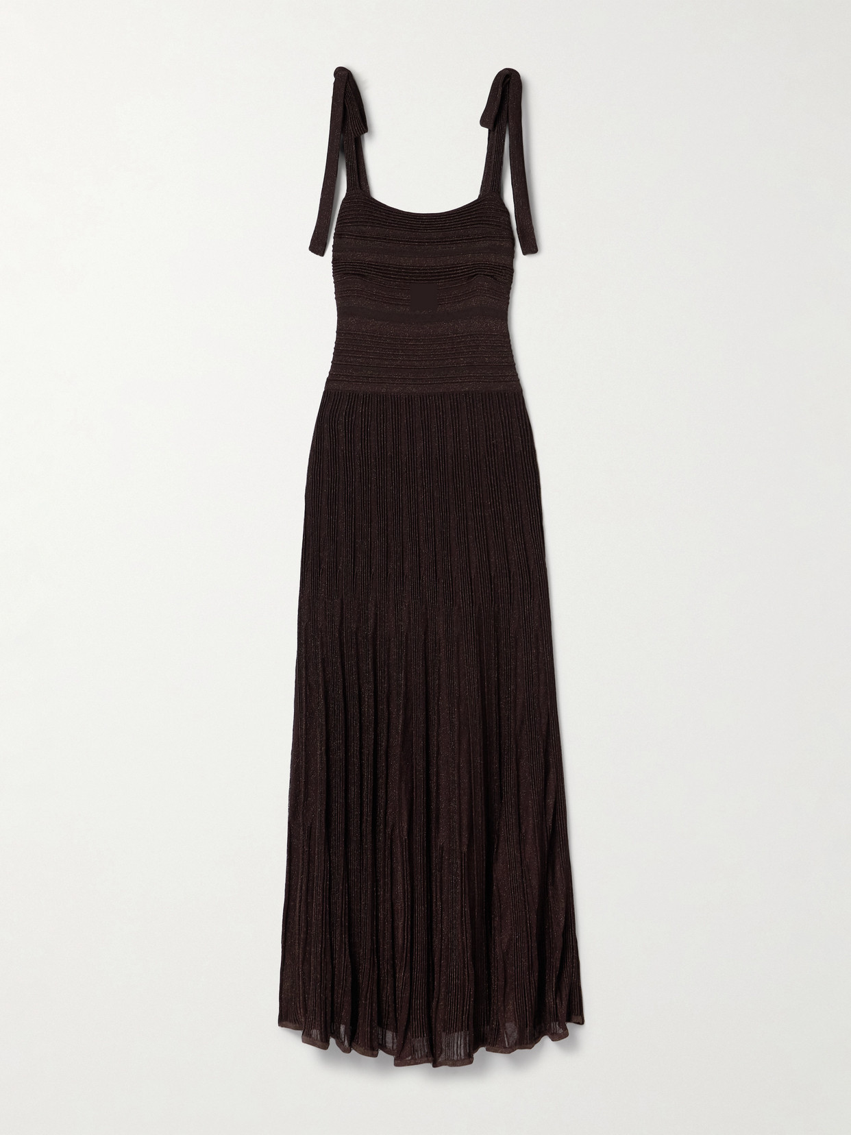Zimmermann Lucky Metallic Ribbed Stretch-knit Maxi Dress In Brown