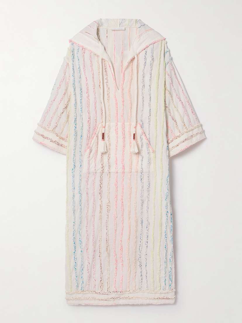 Zimmermann Lucky Hooded Striped Cotton Tunic