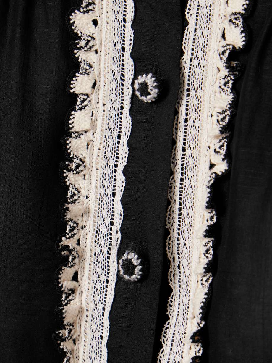 rhiannon belted cotton-voile and lace maxi dress