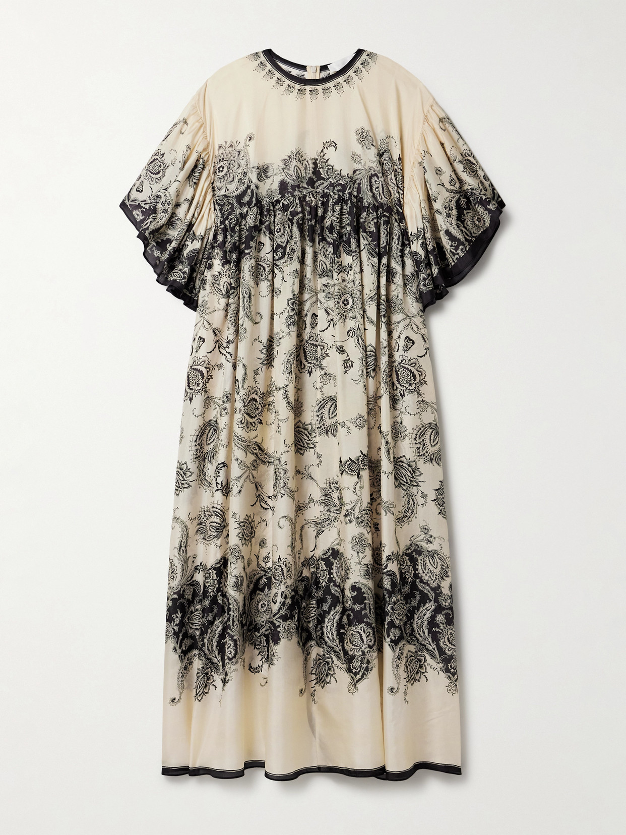 Zimmermann Cream Floral Habotai Silk Rhiannon Maxi Dress In Cream
