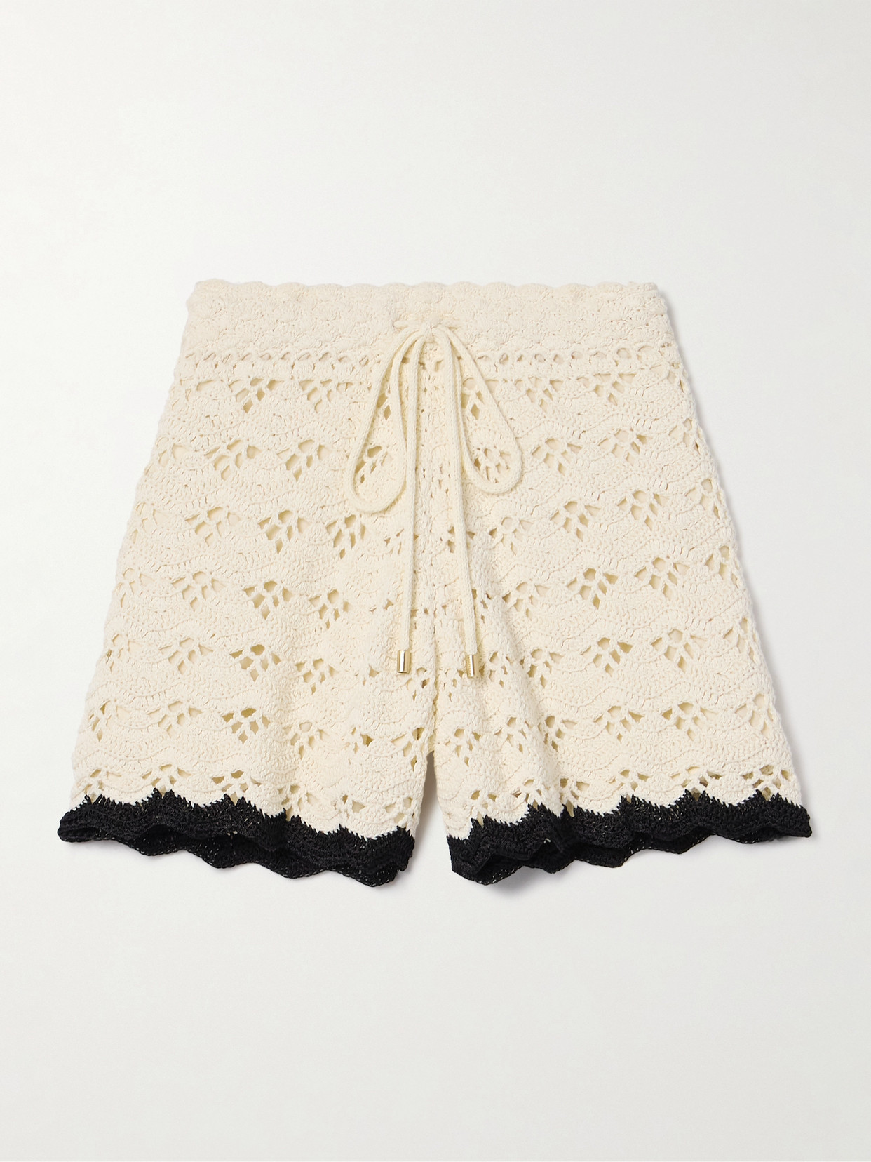 Zimmermann Rhiannon Crocheted Cotton Shorts In Cream