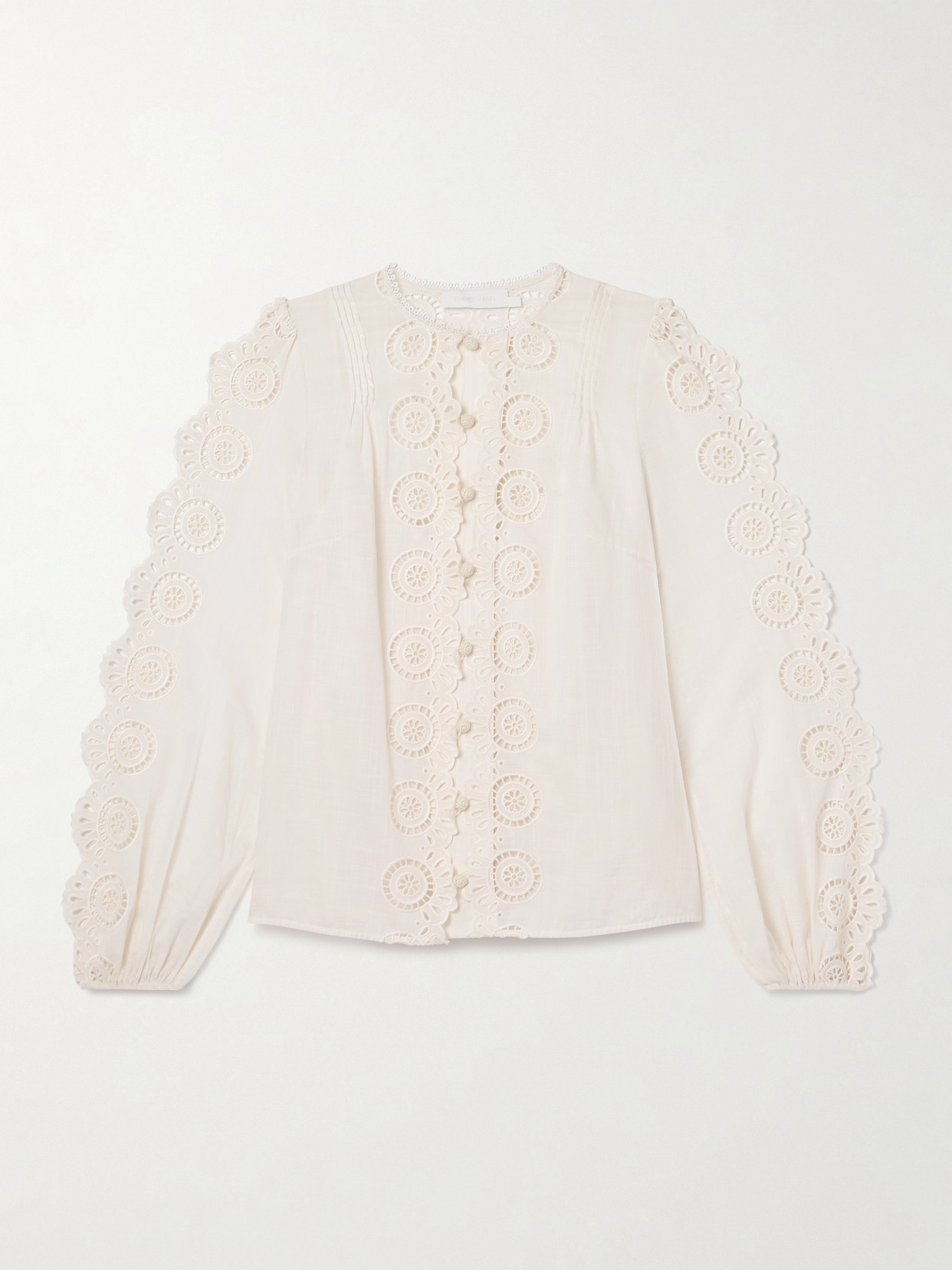 Zimmermann Lucky Pintucked Broderie Anglaise Cotton-voile Top In White