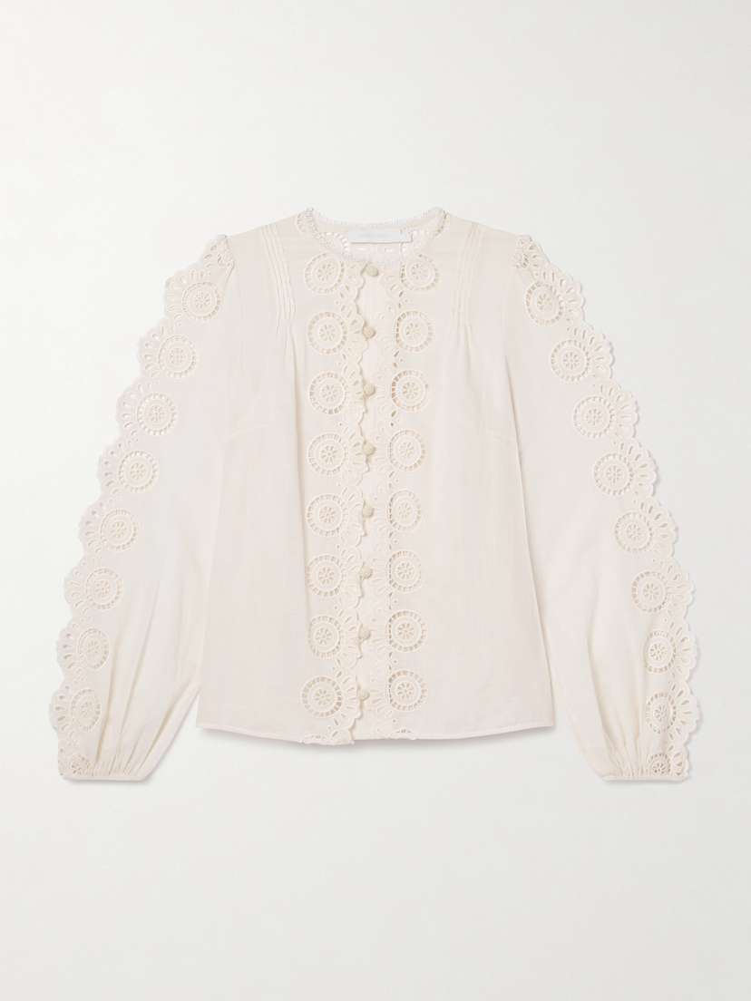 Zimmermann Lucky Pintucked Broderie Anglaise Cotton-voile Top