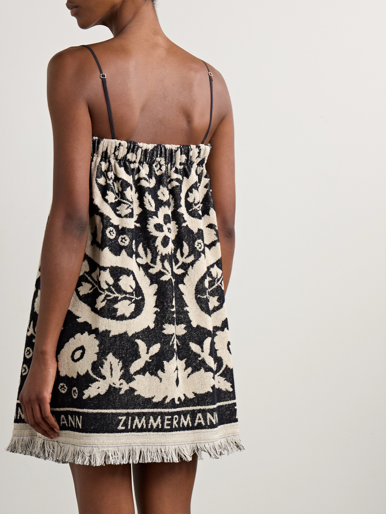 Zimmermann Rhiannon Cotton Toweling Mini Dress In Black