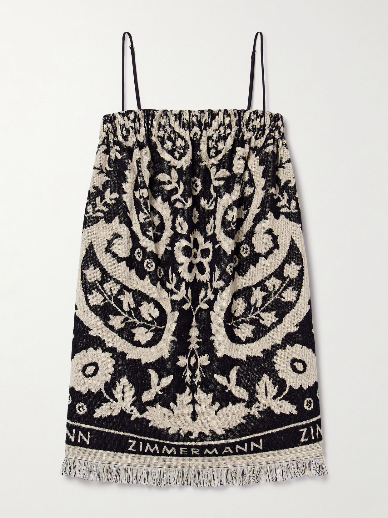 Zimmermann Rhiannon Fringed Cotton-terry Jacquard Mini Dress
