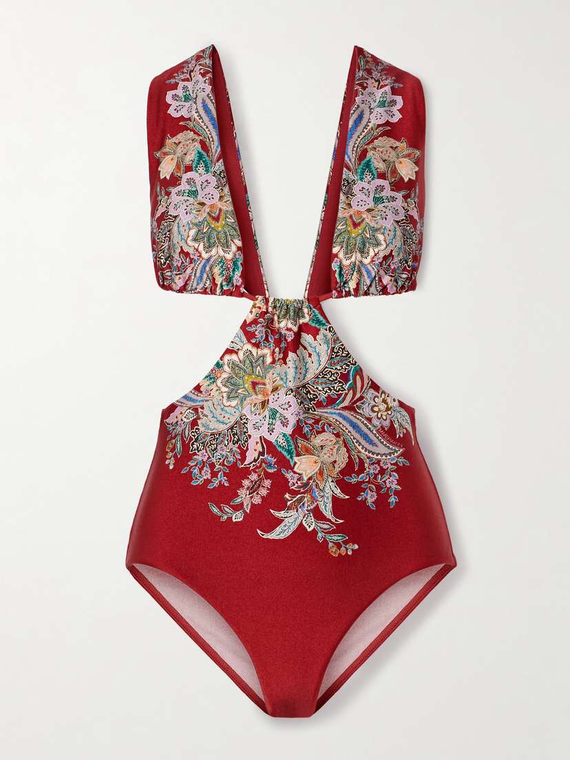 Zimmermann Rhiannon Cutout Printed Swimsuit