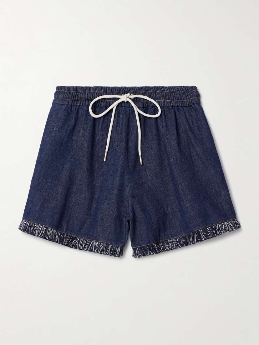 Zimmermann Rhiannon Frayed Cotton-chambray Shorts