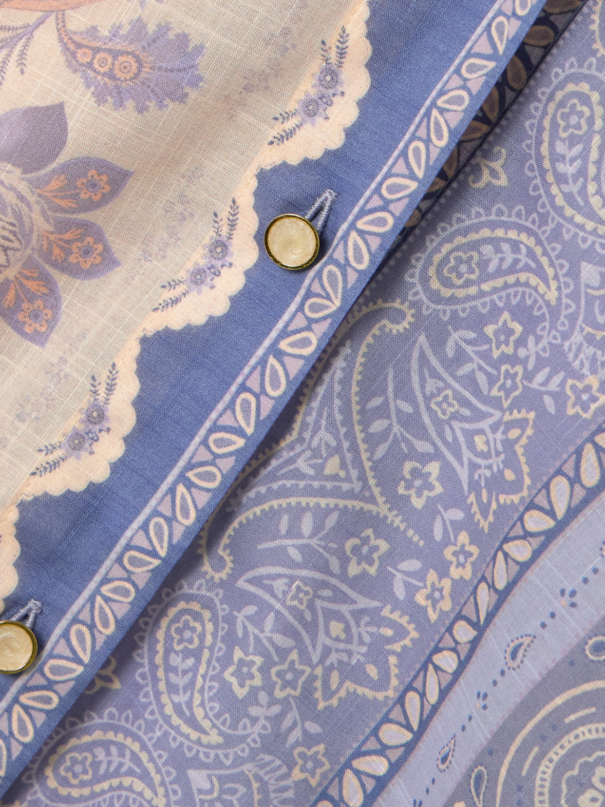 Zimmermann Mixed-print Shirt With Button Front In Blue
