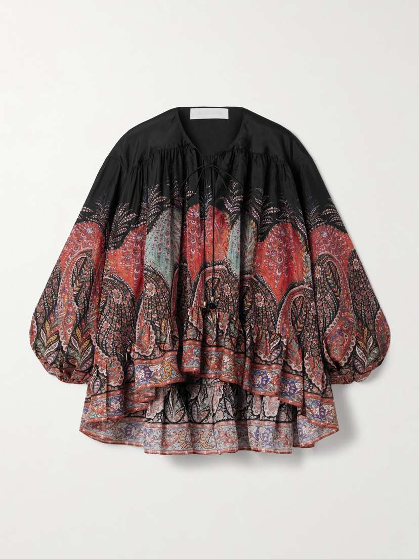 Zimmermann Rhiannon Ruffled Paisley-print Organic Silk Blouse