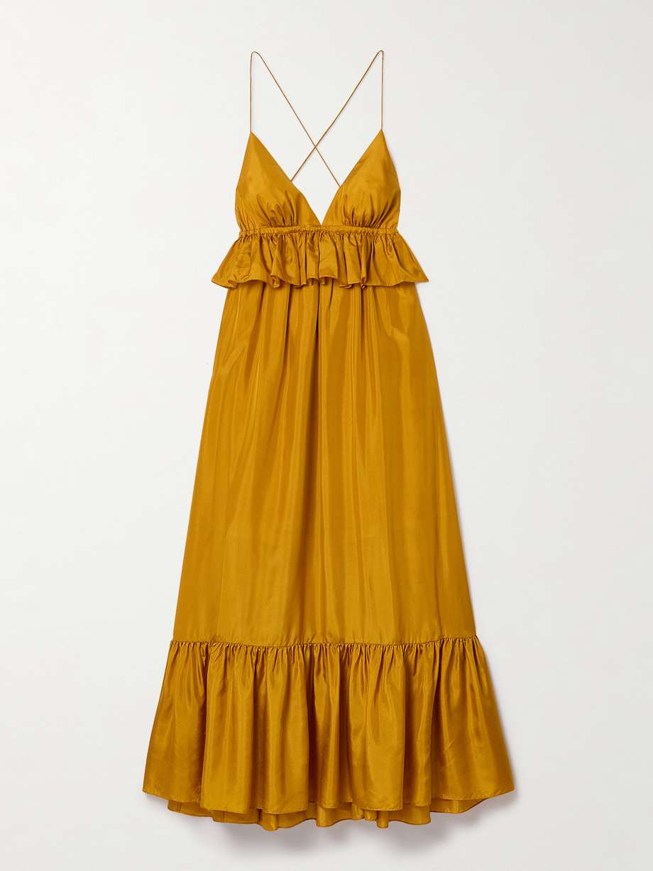 rhiannon ruffled silk maxi dress