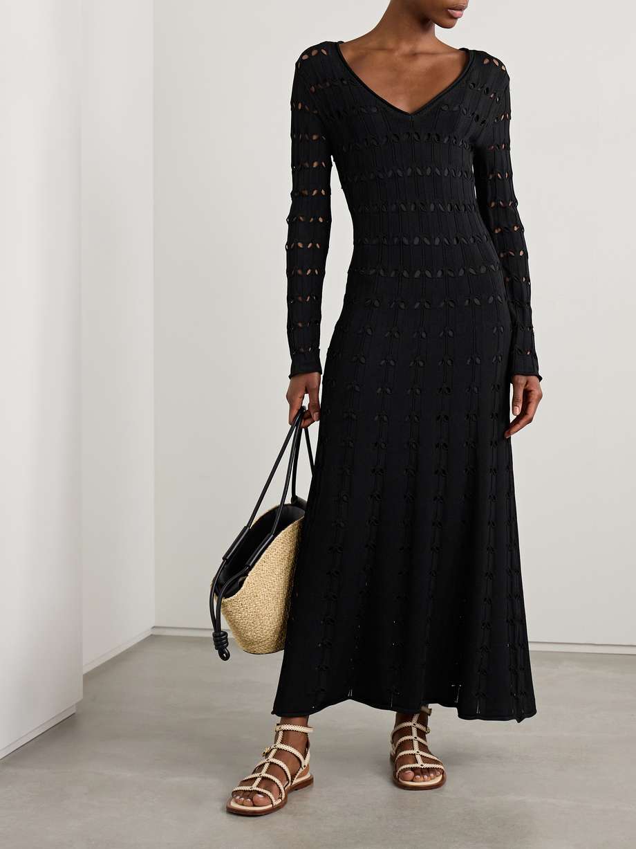 rhiannon pointelle-knit maxi dress