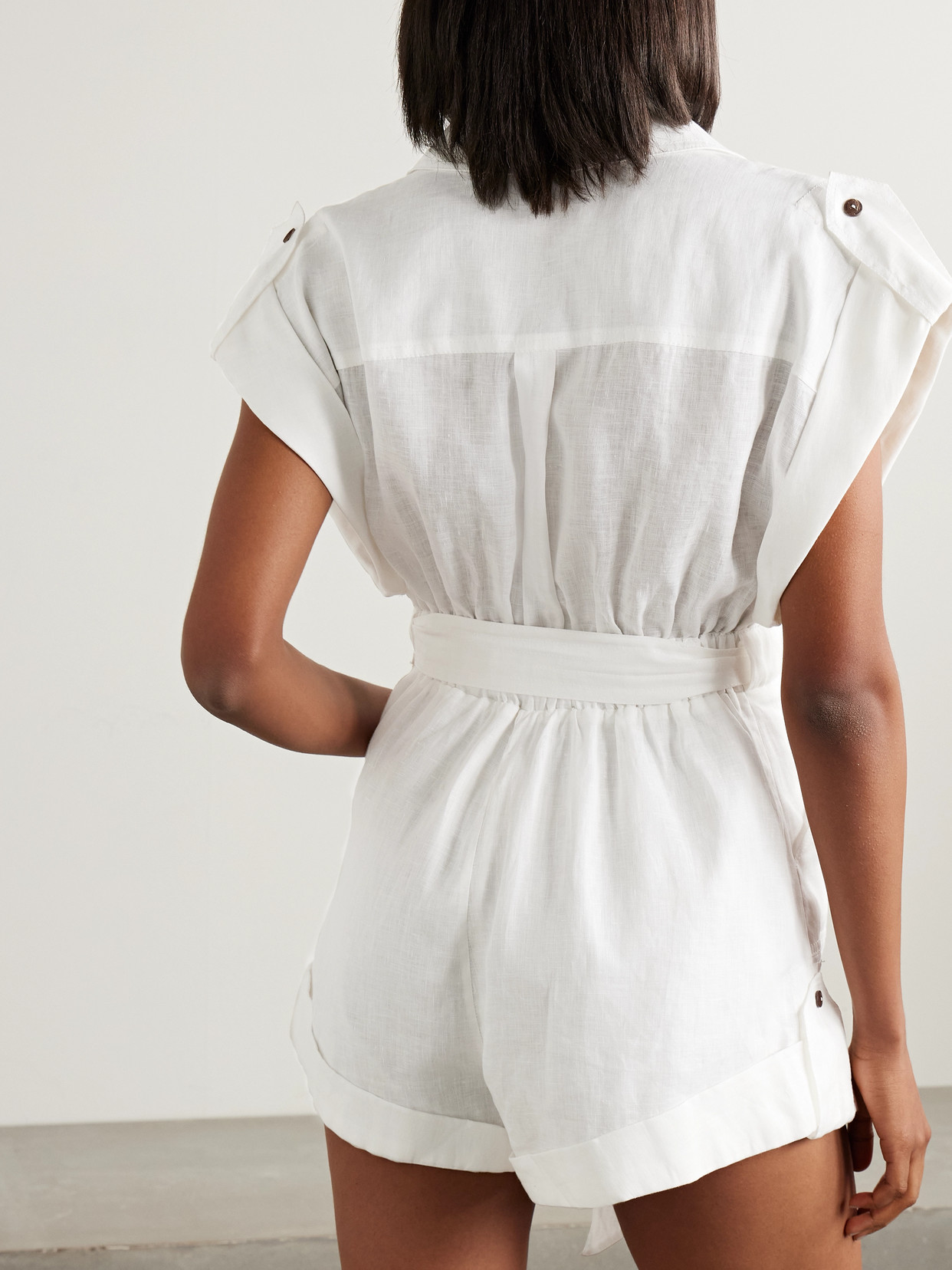 ZIMMERMANN RHIANNON BELTED LINEN PLAYSUIT
