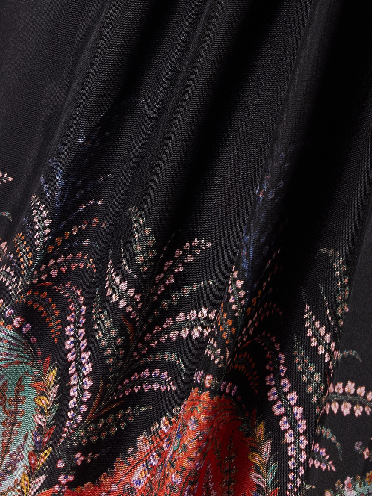 Shop Zimmermann Rhiannon Ruffled Paisley-print Silk Midi Dress In Black